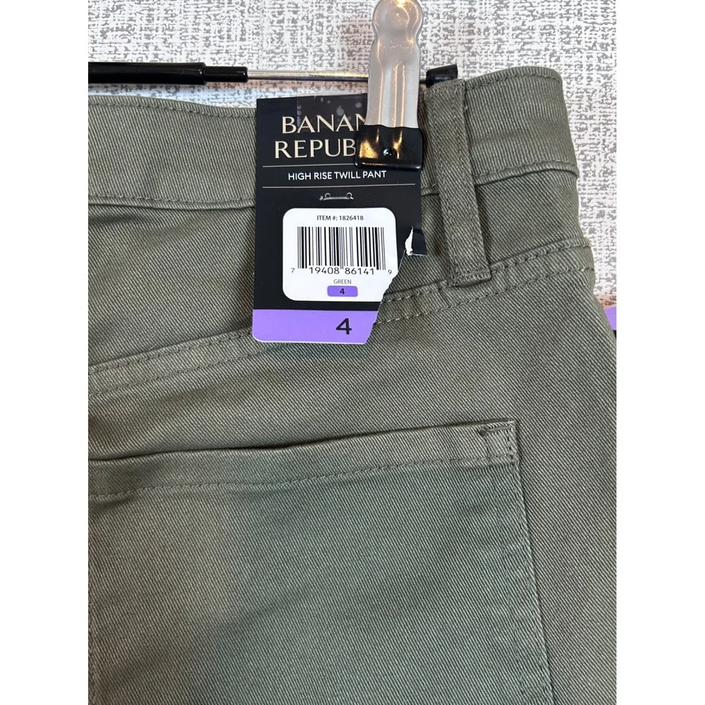 NWT‎ Banana Republic Green High Rise Twill Pant Women 4 Utility Patch Pocket